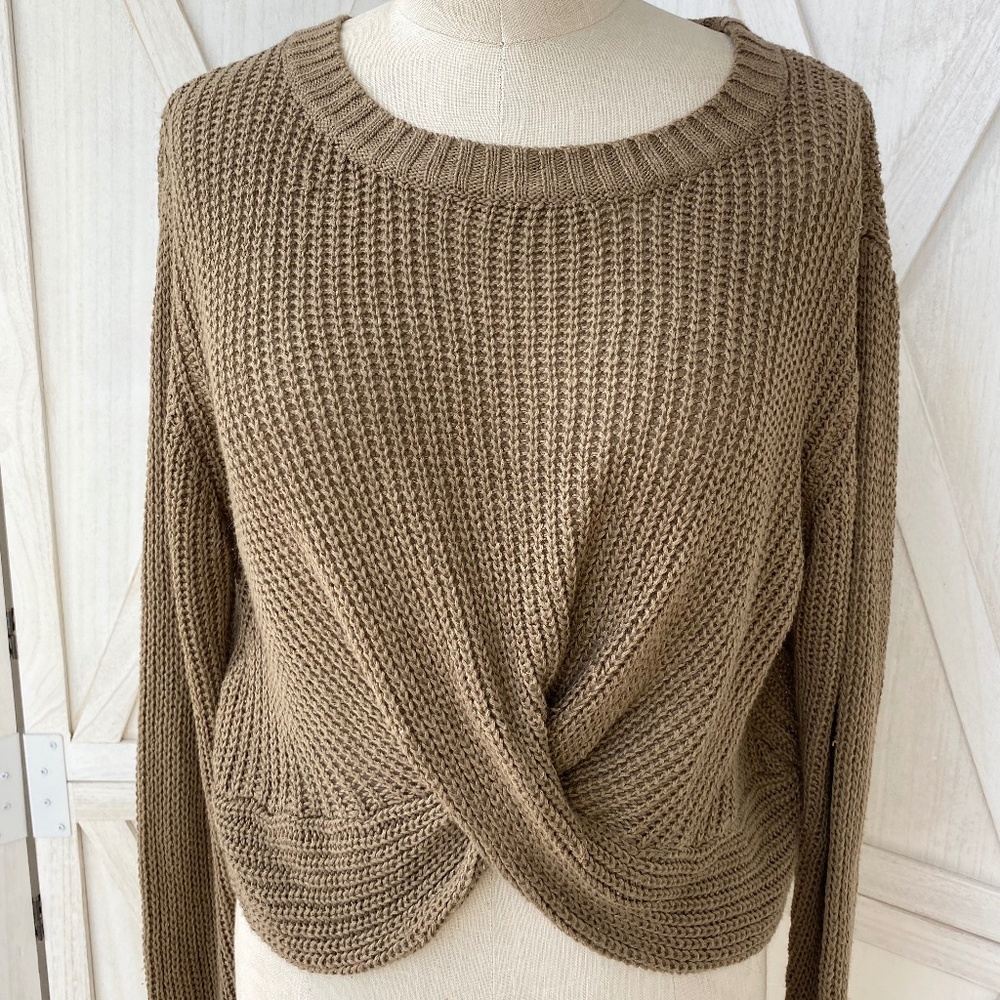 cropped twist tie front sweater